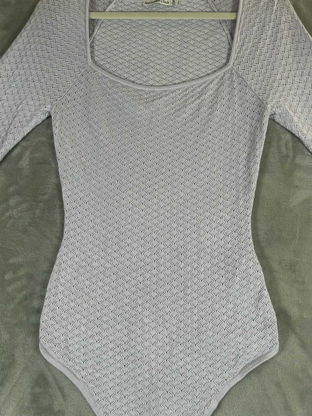 Abercrombie & Fitch pointelle square neck light purple eyelet bodysuit - Picture 5 of 15